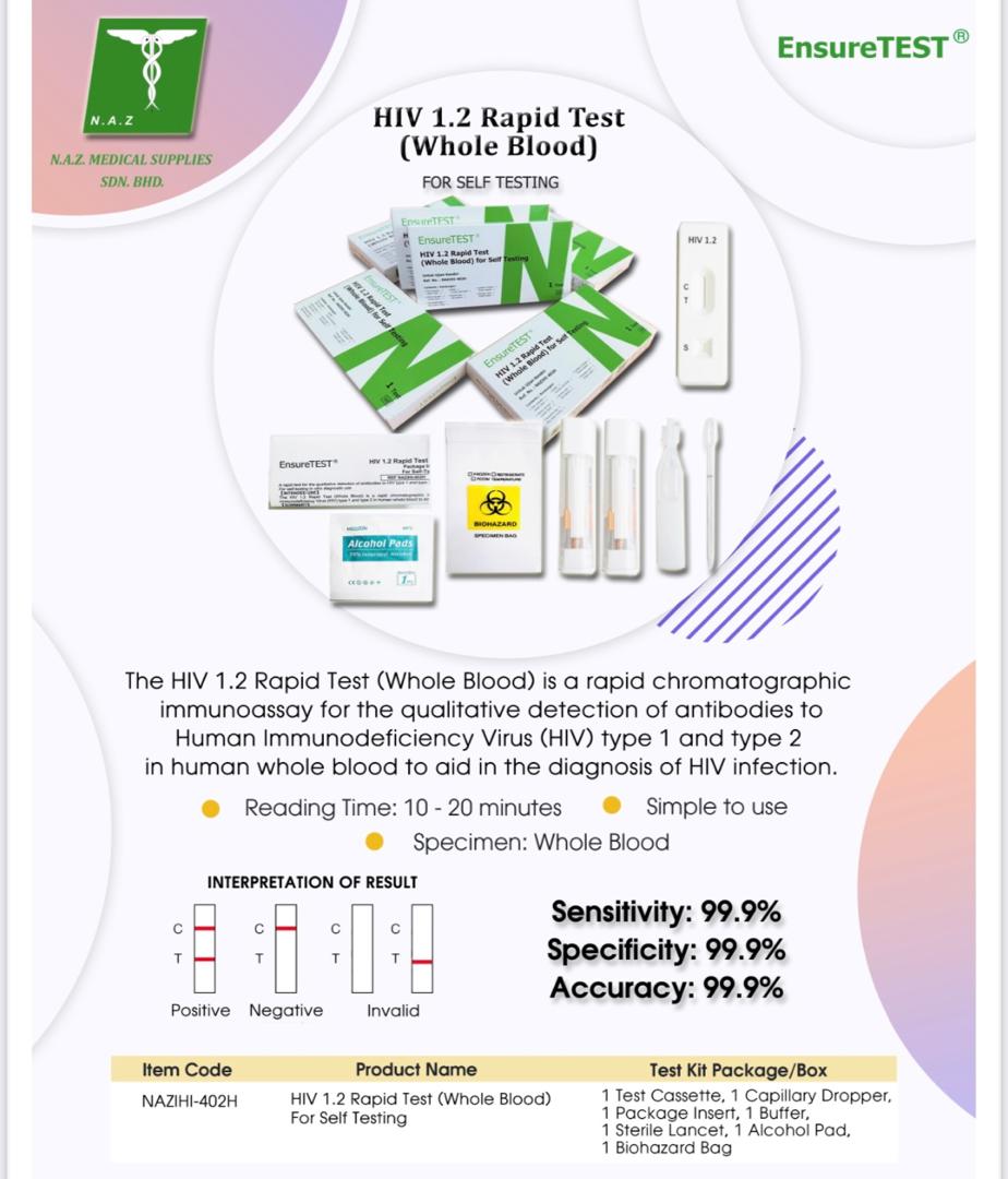 Ensure brand HIV Self-Test Kit (3rd Generation - Antibody Only)